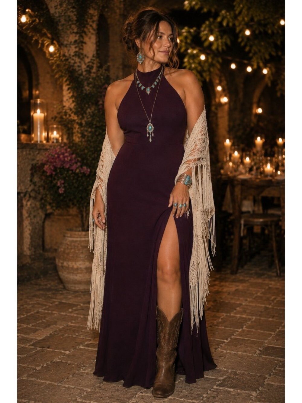 Lulus Captured Your Heart Maxi Dress Sz Medium Dark Purple Halter Gown Formal